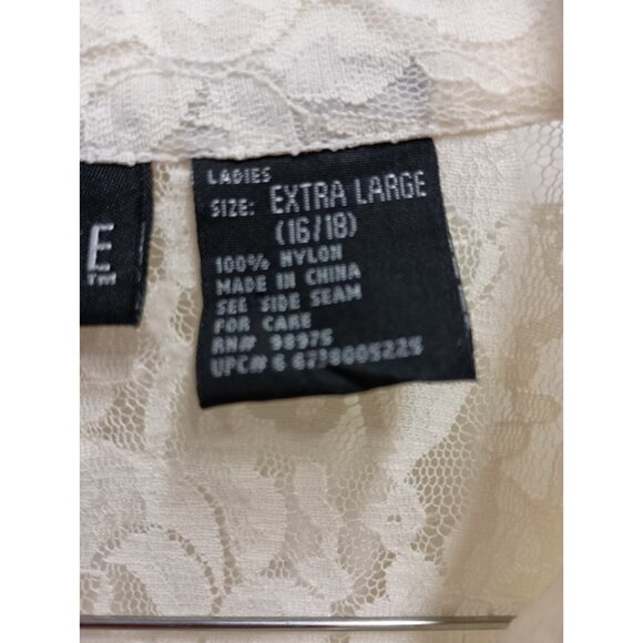 VTG 90s George Top Womens XL Cream Floral Lace Long Sleeve Sheer Fairy Romantic - Picture 5 of 9